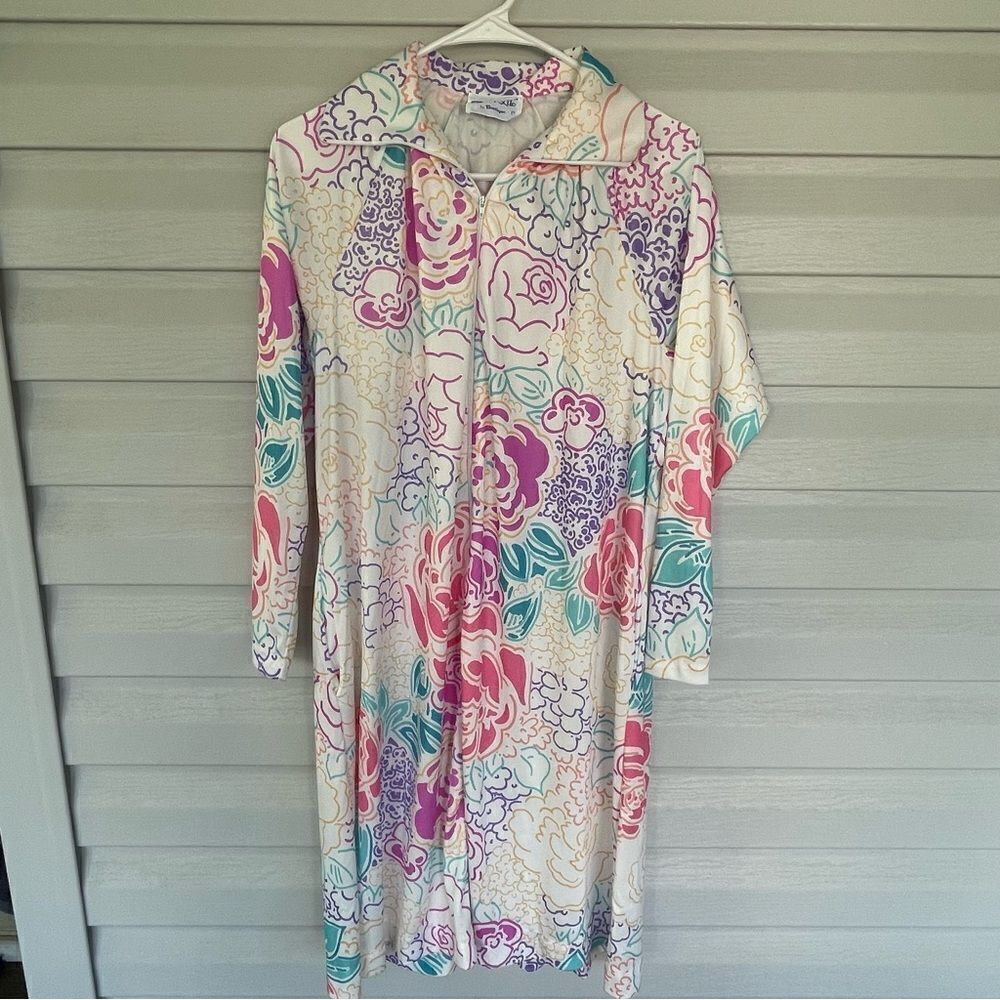 Vintage Travel Lite by Boutique Floral Gown Size P Long Sleeve Loungewear